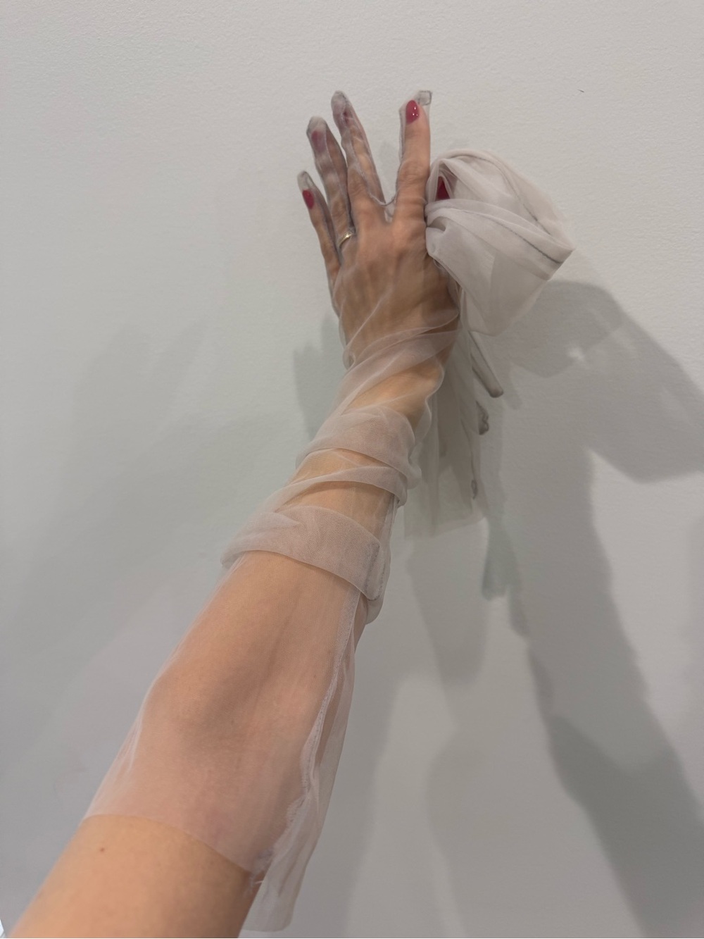 Sheer Long Gloves in Rich Light Gray Taupe - Picture 12 of 14